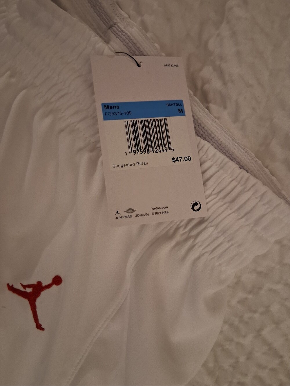 Jordan White Athletic Shorts with Red Jumpman - Picture 2 of 2